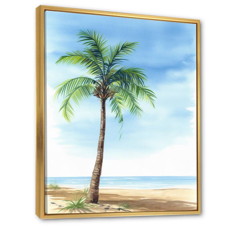 Designart "Palm Tree At The Beach Resort II" Palms & Palm Trees Framed